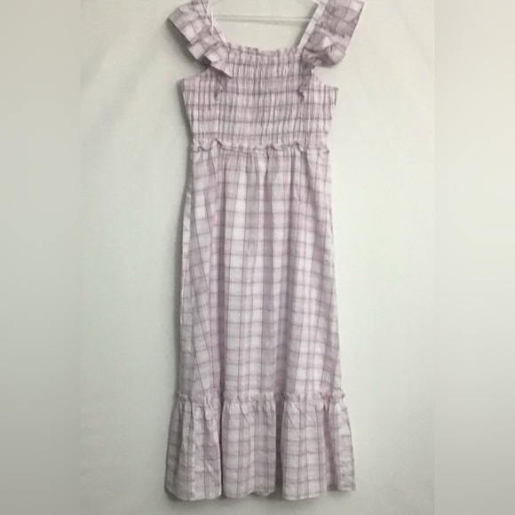 NWT English Factory Plaid Midi Dress Size Small White Pink Purple - Picture 8 of 11